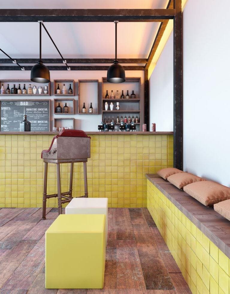 Mosaikfliesen aus Holz Schiffsplanken Lackiert Hotel Cafe Pub Bar & Restaurant